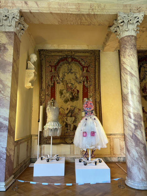 Dress display in the exhibition gallery